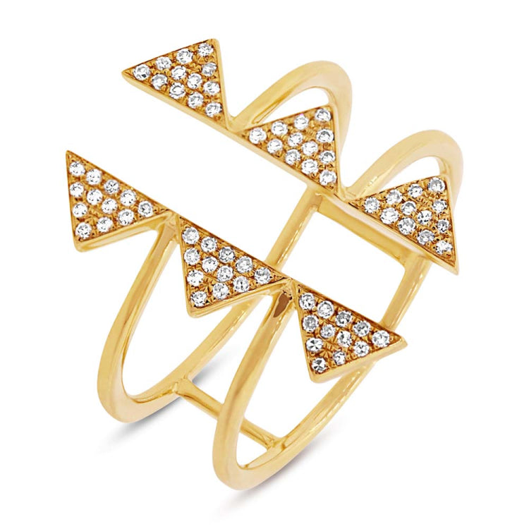 0.22ct 14k Yellow Gold Diamond Pave Triangle Ring