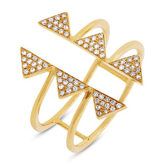 0.22ct 14k Yellow Gold Diamond Pave Triangle Ring