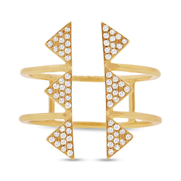 0.22ct 14k Yellow Gold Diamond Pave Triangle Ring