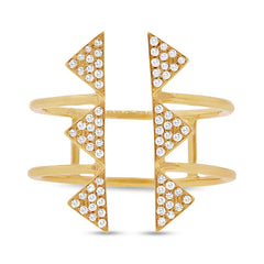 0.22ct 14k Yellow Gold Diamond Pave Triangle Ring