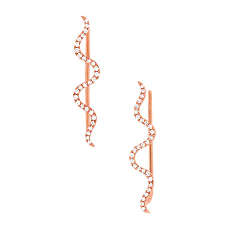 0.15ct 14k Rose Gold Diamond Ear Crawler Earring