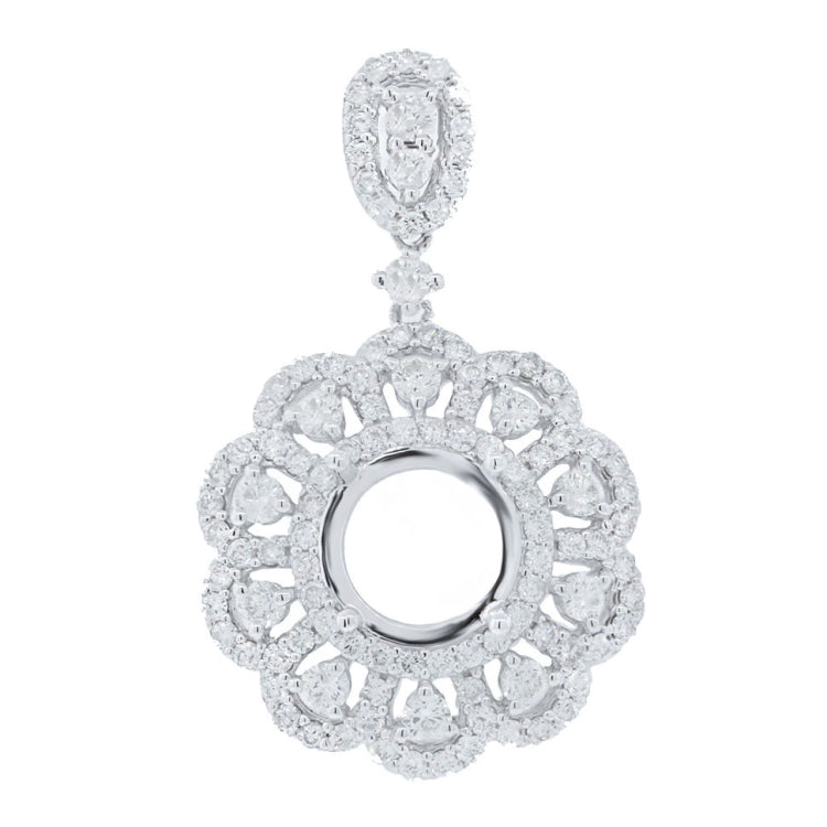 2.37ct 18k White Gold Diamond Semi-mount Pendant