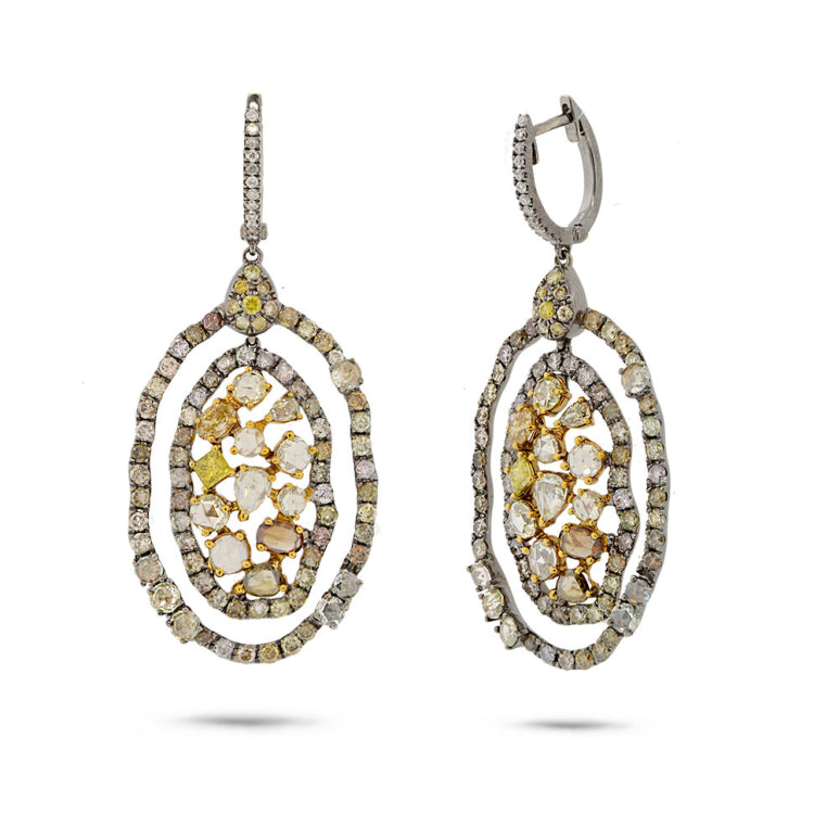 6.11ct 18k Black Rhodium Gold Fancy Color Diamond Earring