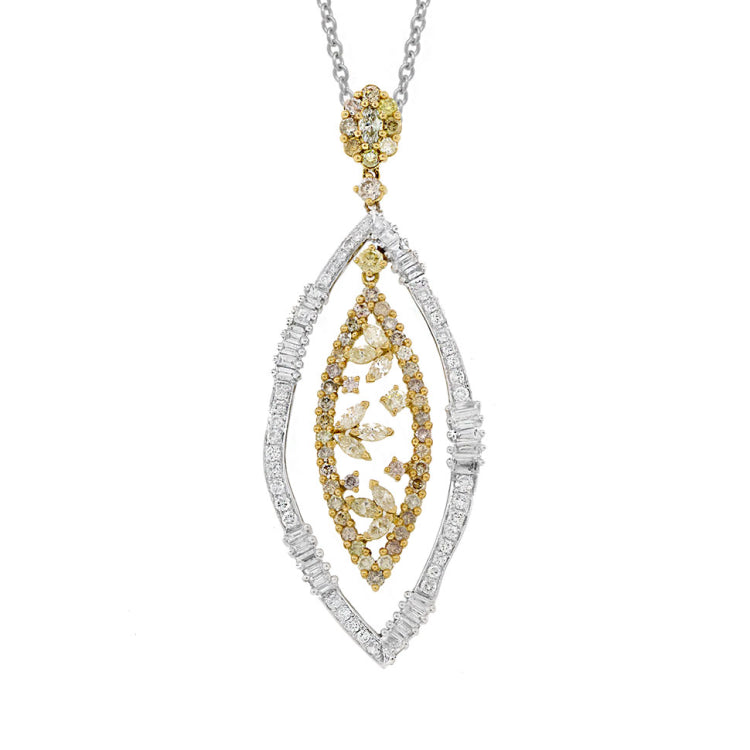 3.76ct 18k Two-Tone Gold Fancy Color Diamond Pendant