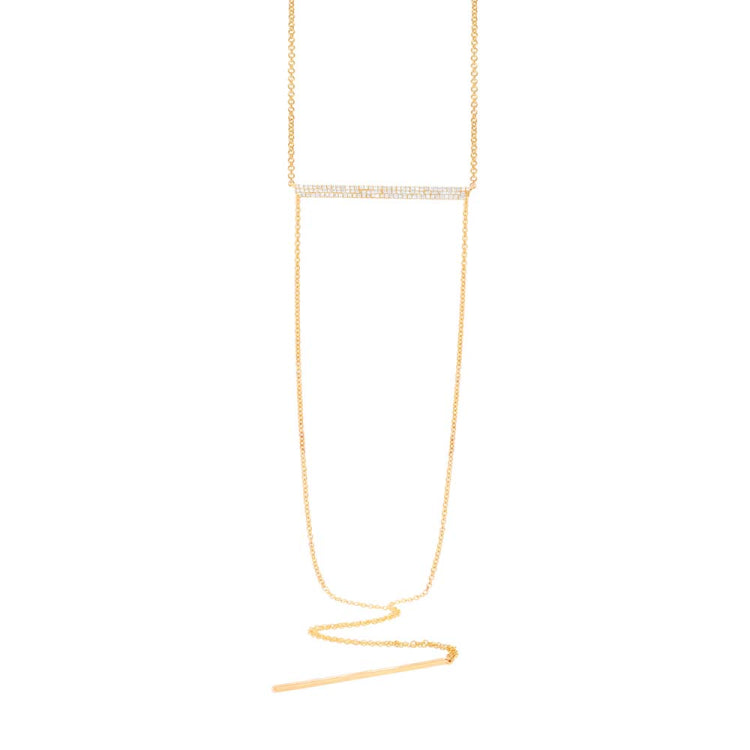 0.18ct 14k Yellow Gold Diamond Pave Lariat Necklace