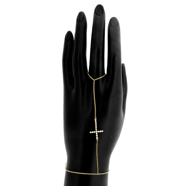 0.10ct 14k Yellow Gold Diamond Cross Bracelet
