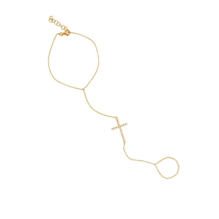 0.10ct 14k Yellow Gold Diamond Cross Bracelet