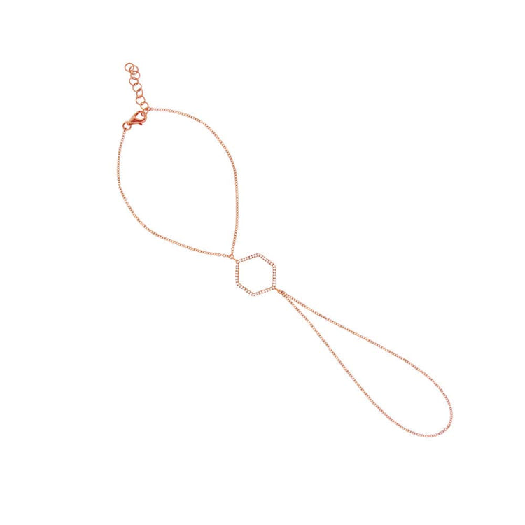 0.13ct 14k Rose Gold Diamond Hexagon Bracelet
