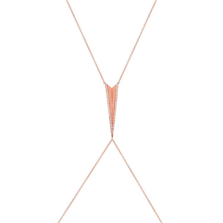 0.43ct 14k Rose Gold Diamond Body Chain Necklace