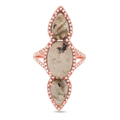 0.56ct Diamond & 10.35ct Labordorite 14k Rose Gold Ring