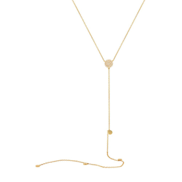 0.12ct 14k Yellow Gold Diamond Lariat Necklace