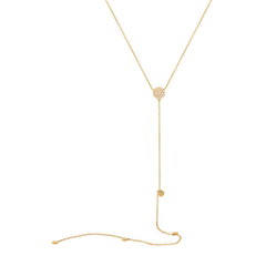 0.12ct 14k Yellow Gold Diamond Lariat Necklace