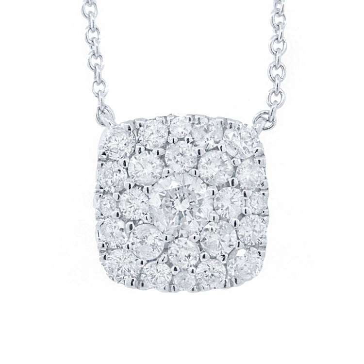 0.55ct 14k White Gold Diamond Cluster Necklace