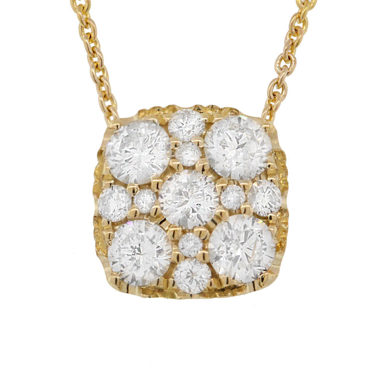 0.55ct 14k Yellow Gold Diamond Cluster Necklace