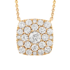 1.10ct 14k Yellow Gold Diamond Cluster Necklace
