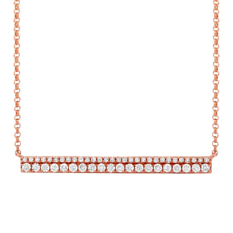0.34ct 14k Rose Gold Diamond Bar Necklace