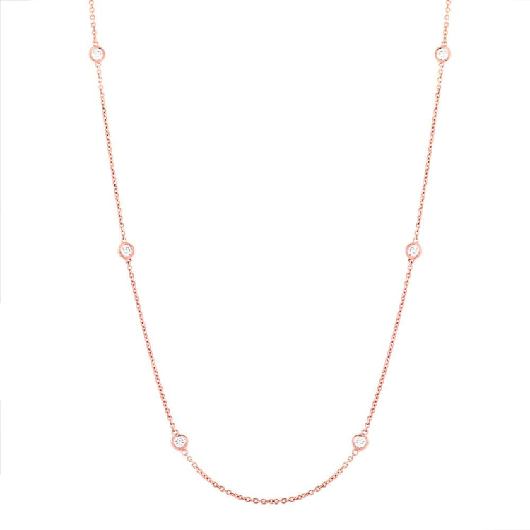 0.54ct 14k Rose Gold 18" Diamonds By The Yard Chain