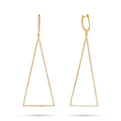 0.88ct 14k Yellow Gold Diamond Triangle Earring