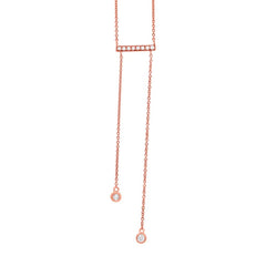 0.15ct 14k Rose Gold Diamond Bar Lariat Necklace