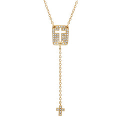 0.16ct 14k Yellow Gold Diamond Cross Necklace