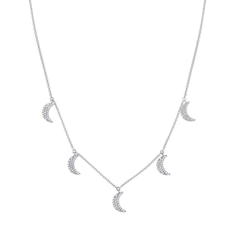 0.30ct 14k White Gold Diamond Crescent Moon Necklace
