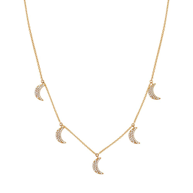 0.30ct 14k Yellow Gold Diamond Crescent Moon Necklace