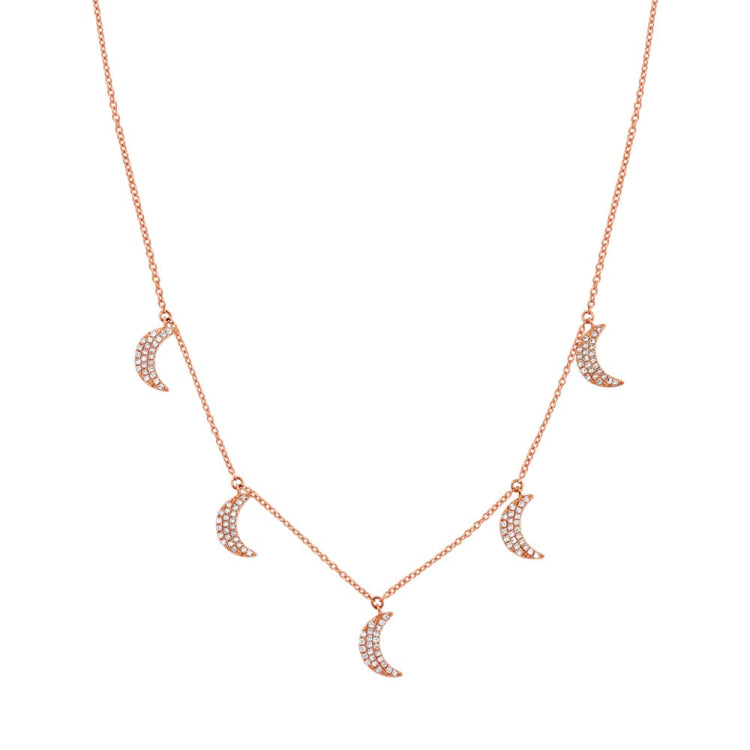0.30ct 14k Rose Gold Diamond Crescent Moon Necklace