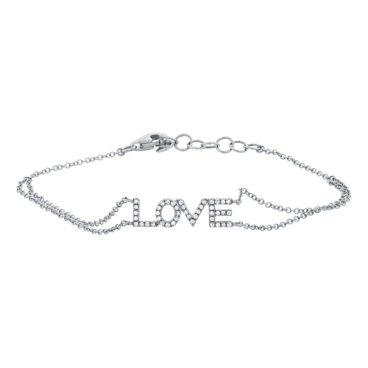 0.12ct 14k White Gold Diamond "Love" Bracelet