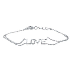 0.12ct 14k White Gold Diamond "Love" Bracelet