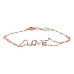 0.12ct 14k Rose Gold Diamond "Love" Bracelet