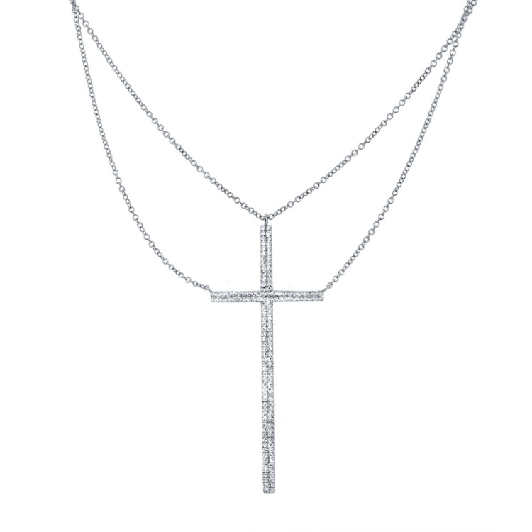 0.34ct 14k White Gold Diamond Cross Necklace