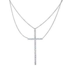 0.34ct 14k White Gold Diamond Cross Necklace