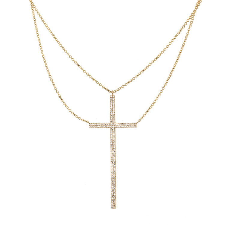 0.34ct 14k Yellow Gold Diamond Cross Necklace