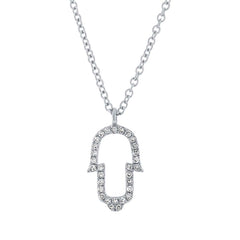 0.08ct 14k White Gold Diamond Hamsa Necklace