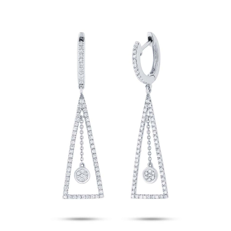 0.42ct 14k White Gold Diamond Triangle Earring