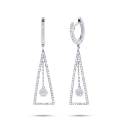 0.42ct 14k White Gold Diamond Triangle Earring