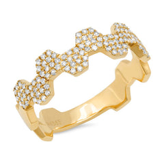 0.26ct 14k Yellow Gold Diamond Pave Hexagon Ring