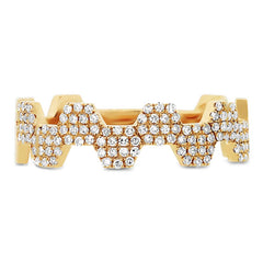0.26ct 14k Yellow Gold Diamond Pave Hexagon Ring