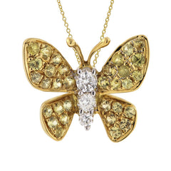 0.07ct Diamond & 0.24ct Yellow Sapphire 18k Yellow Gold Butterfly Pendant