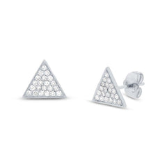 0.31ct 14k White Gold Diamond Pave Triangle Stud Earring