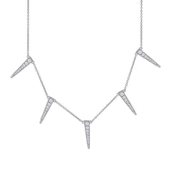 0.42ct 14k White Gold Diamond Triangle Necklace