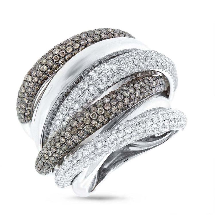 3.49ct 14k White Gold White & Champagne Diamond Bridge Ring