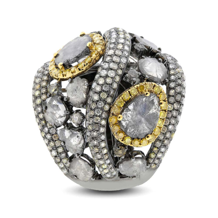 5.18ct 18k White Gold Fancy Color Diamond Ring