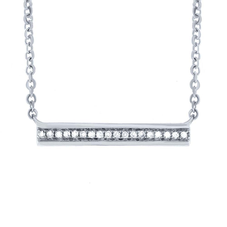 0.06ct 14k White Gold Diamond Bar Pendant