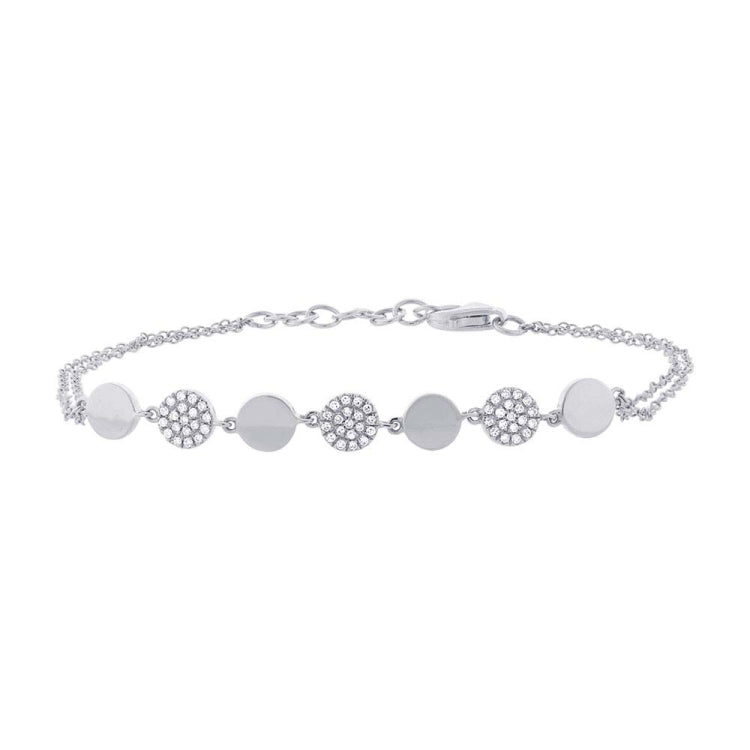 0.17ct 14k White Gold Diamond Pave Circle Bracelet