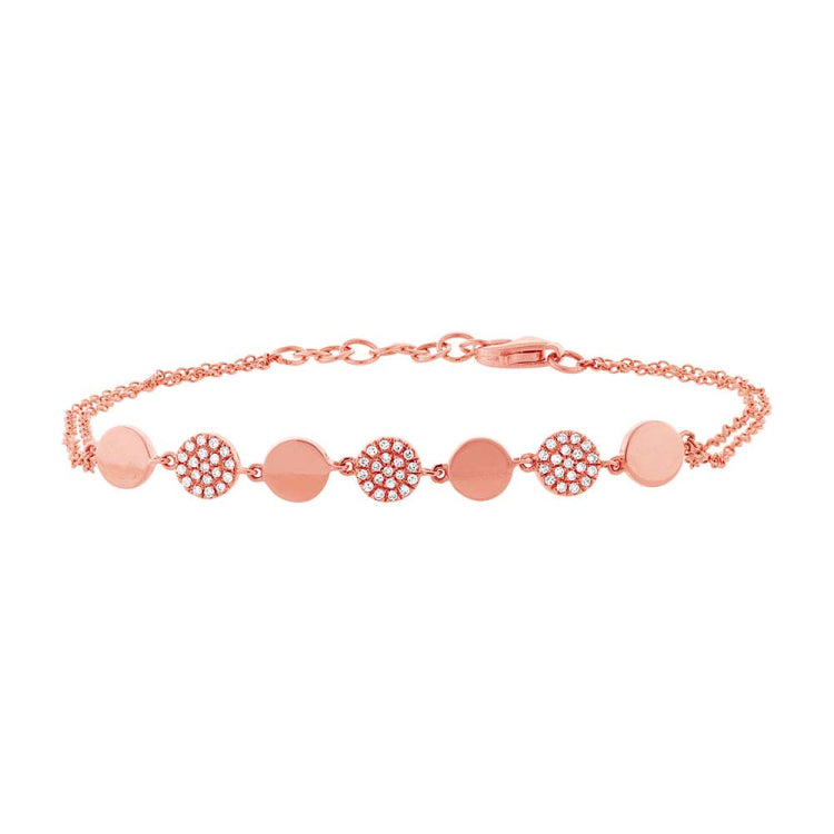 0.17ct 14k Rose Gold Diamond Pave Circle Bracelet