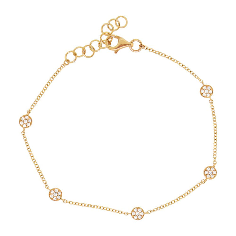 0.37ct 14k Yellow Gold Double-Sided Diamond Pave Circle Bracelet