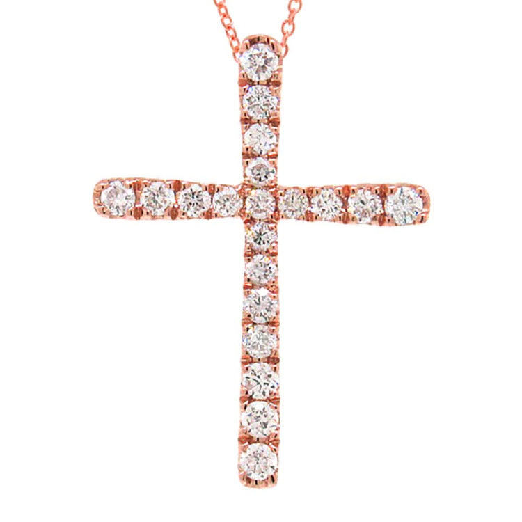 0.21ct 14k Rose Gold Diamond Cross Necklace