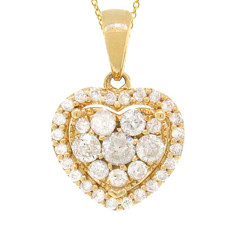 0.47ct 14k Yellow Gold Diamond Heart Necklace