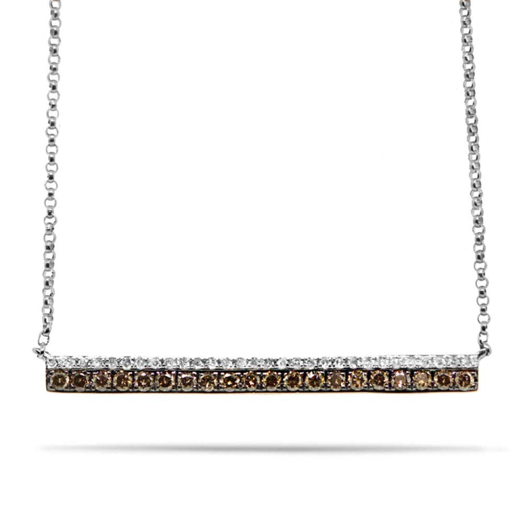 0.35ct 14k White Gold White & Champagne Diamond Bar Necklace